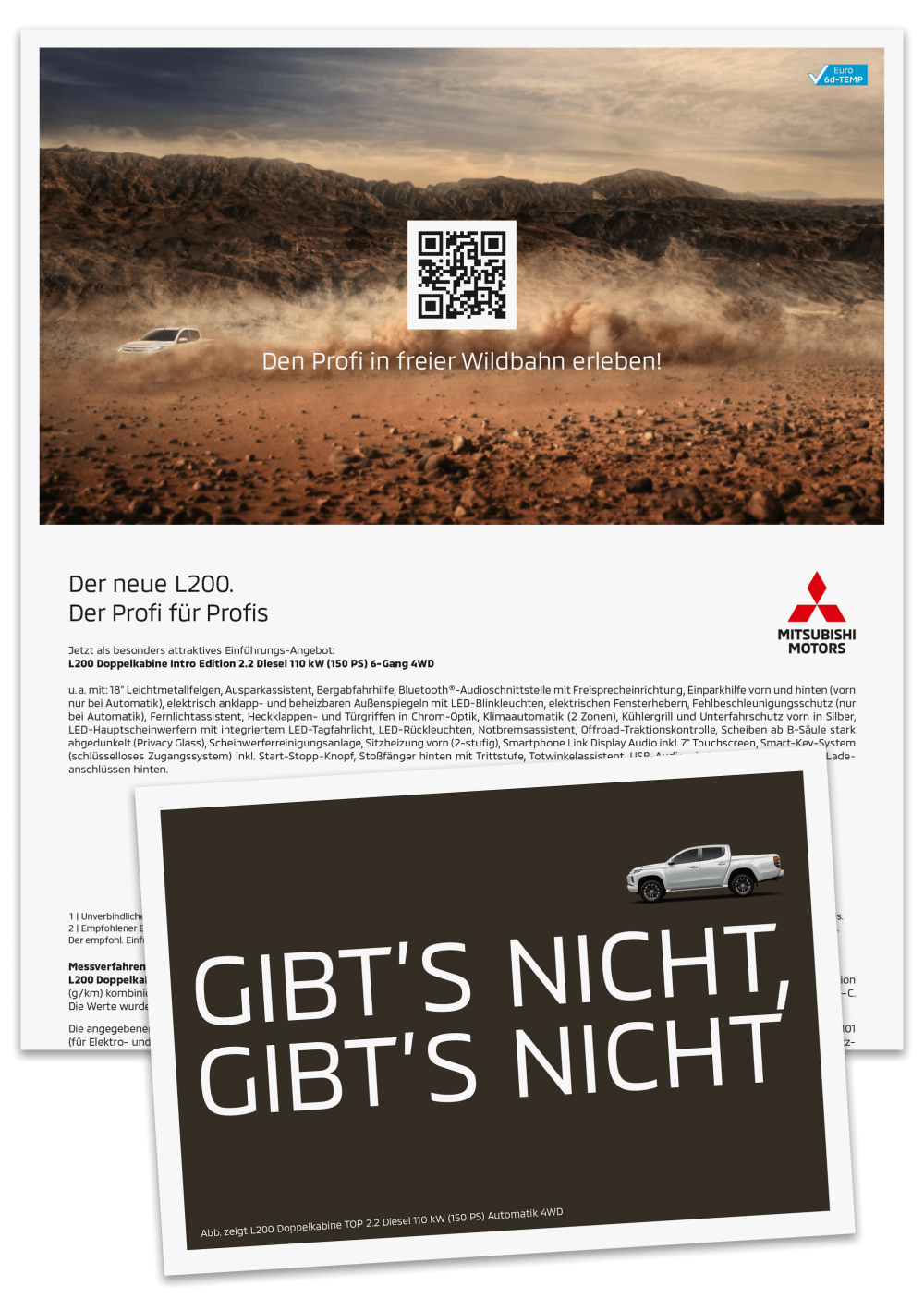 Anschreiben und Postkarte vom L200 Launch-Akquise-Mailing