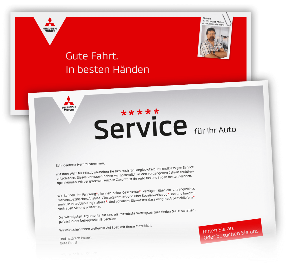 Umschlag Mailing: Gute Fahrt. In besten Händen