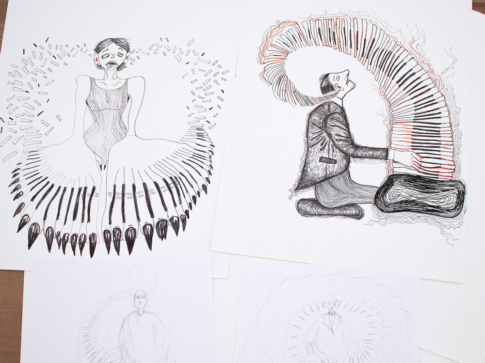 VOON Werbeagentur Skizzen Hören Hoch 2 In-Ear-Soundsysteme für Pianisten