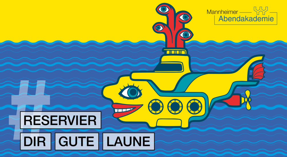 Yellow Submarine Illustration macht auf Social Media gute Laune für die Abendakademie
