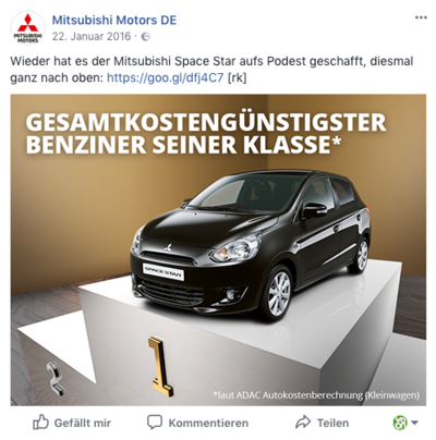 Space Star Gesamtkostengünstigster