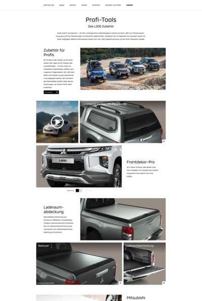 MITSUBISHI Redesign: Modellseiten