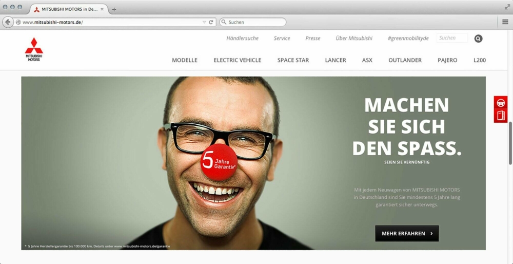 Mitsubishi 5 Jahre Garantie Onlinebanner